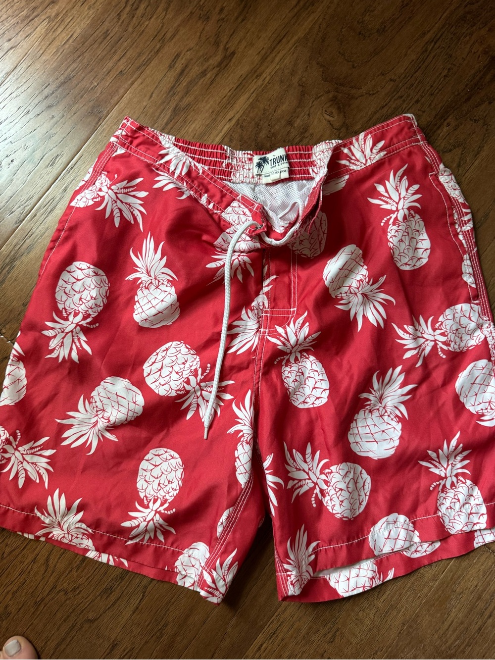 Men's Red Pineapple Print Swim Trunks